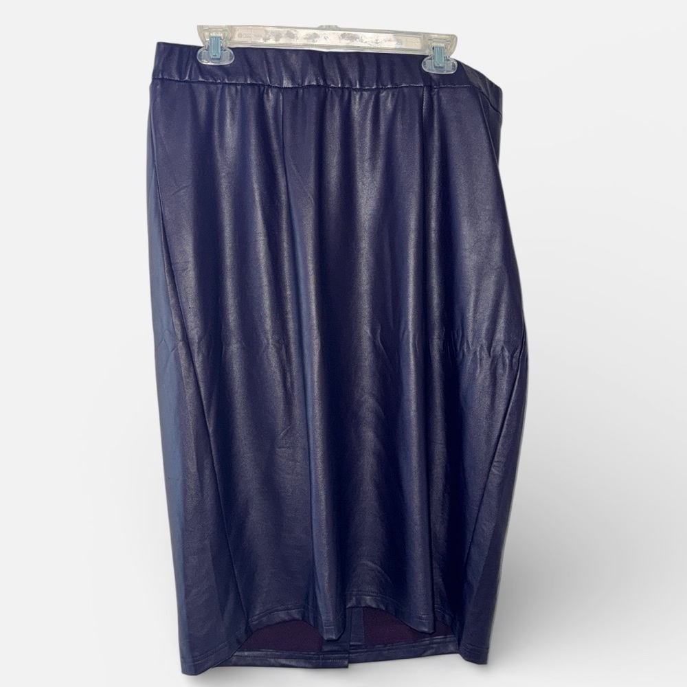 Catherines Black Label purple Faux Leather‎ Pencil Skirt elastic waist Sz 0X